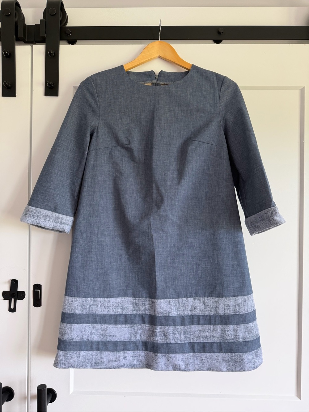 Private Label Blue-Gray Dress with Light Contrast Bands